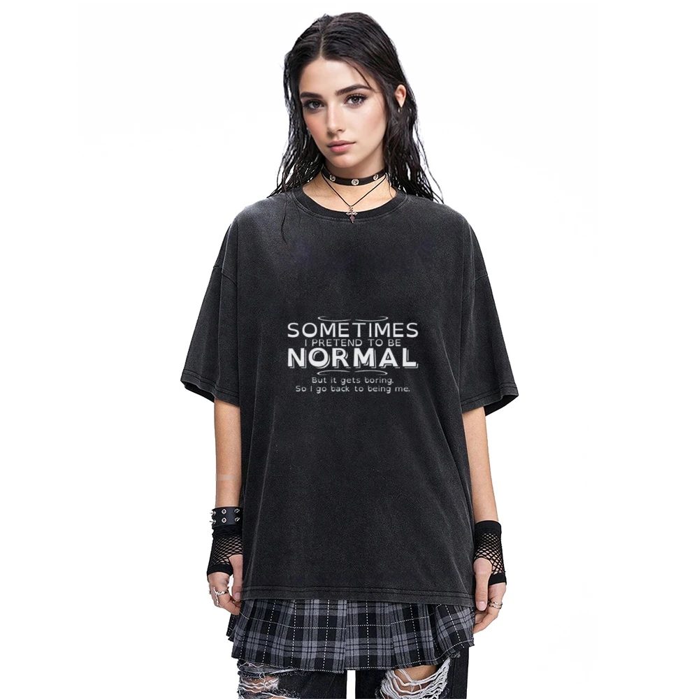 

T-Shirt Dress Women Oversized Vintage Washed Cotton Streetwear Casual Loose Fit Graphic Print Trending Y2K Style