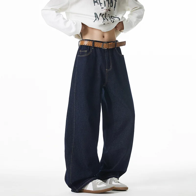 

Original Color Stitched Straight-Leg Slightly Wide Jeans For Men Spring/Summer Loose Casual Pants With Side Split Design 5FU1