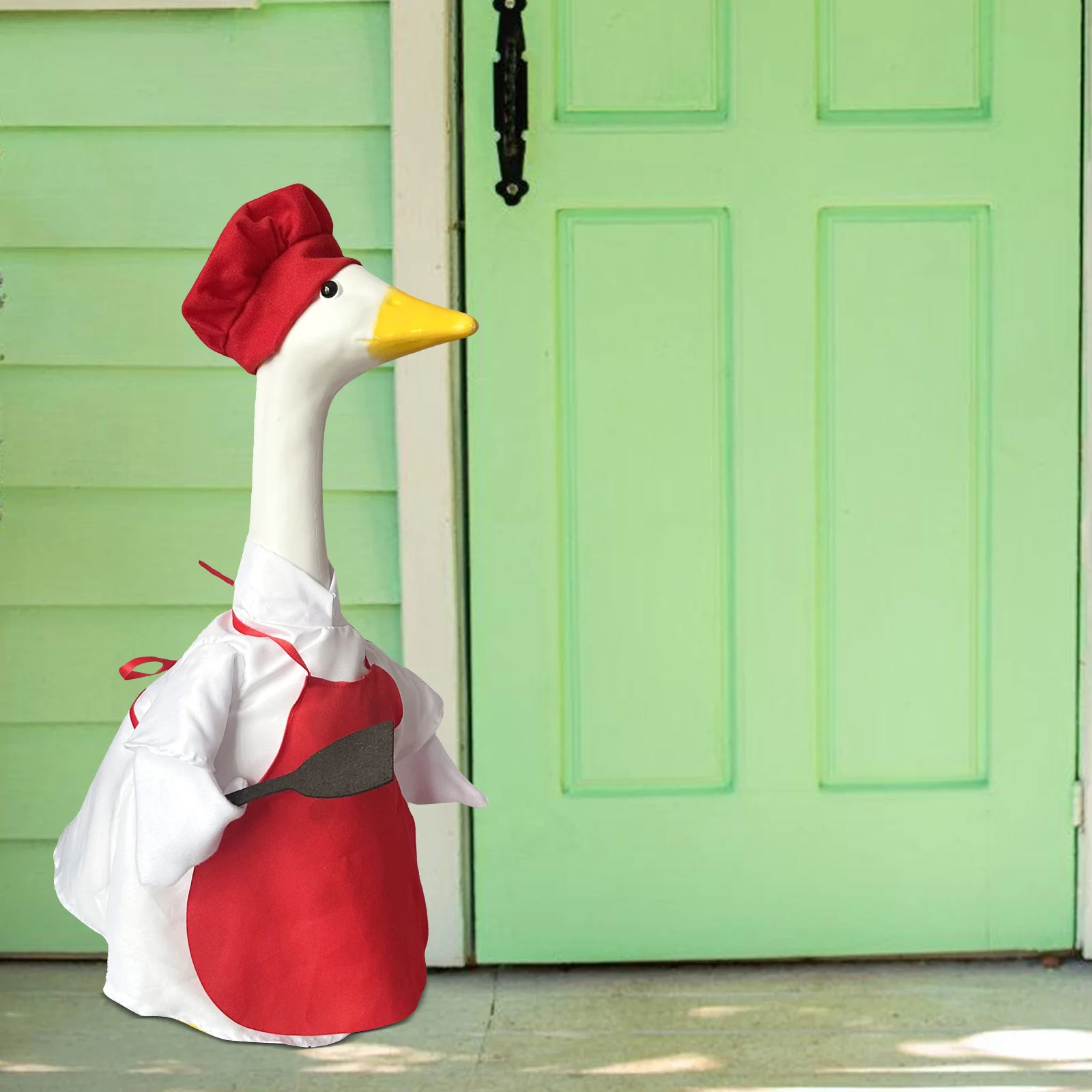 

1Set Easter Porch Goose Outfit Chef Costume Large White Goose Holiday Lawn Decoration Festival Clothes for Garden Mall Hotel