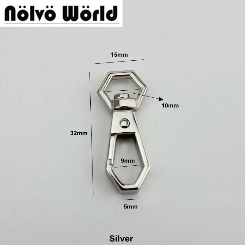 

50pcs Loop inside 10mm silver color trigger snap hook swivel snap hooks metal hook for DIY bag's shoulder strap