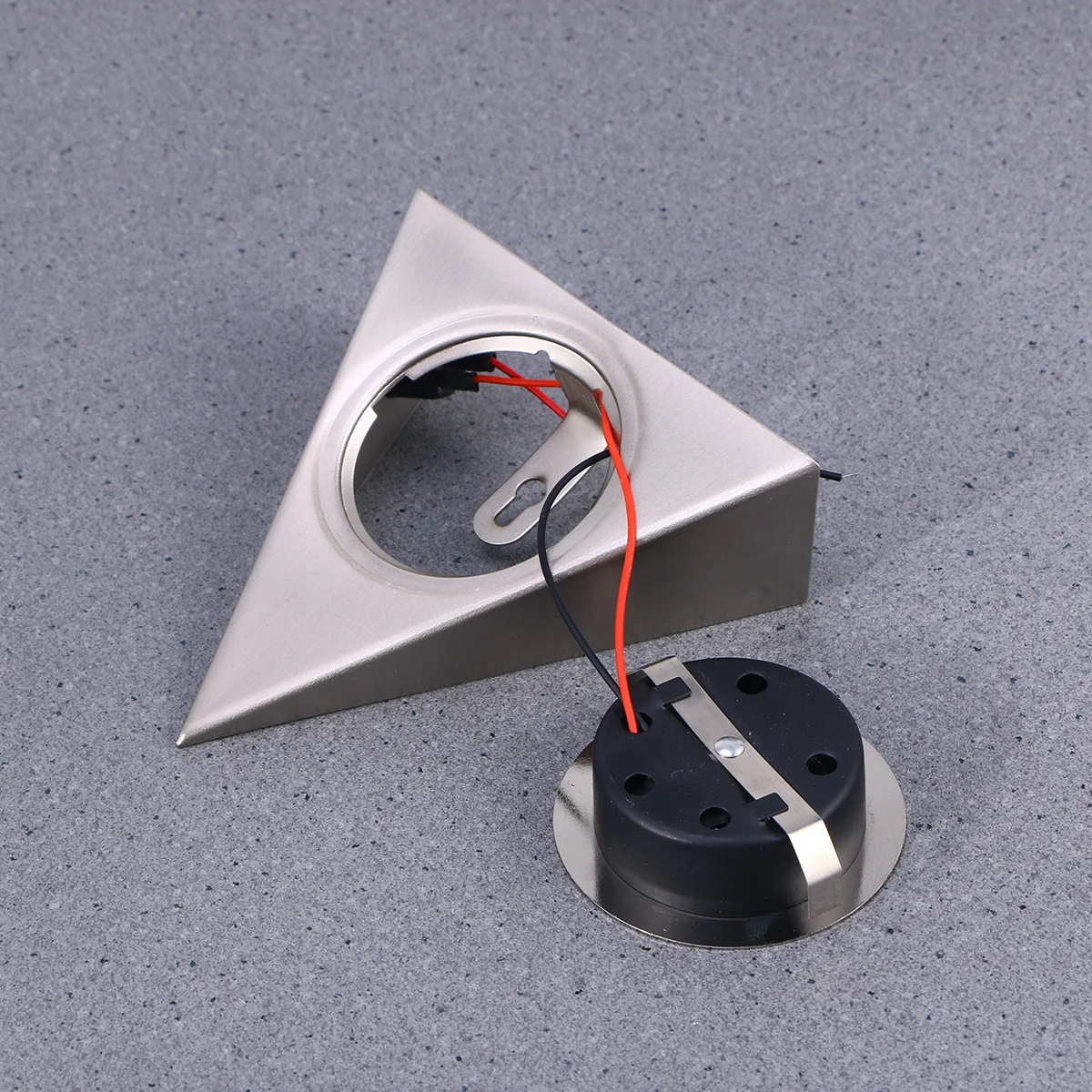 Éclairage sous-meuble en acier inoxydable, Mini lampe triangulaire pour étagère Led, blanc brossé, pour cuisine, garde-robe, placard, affichage, 13x13cm