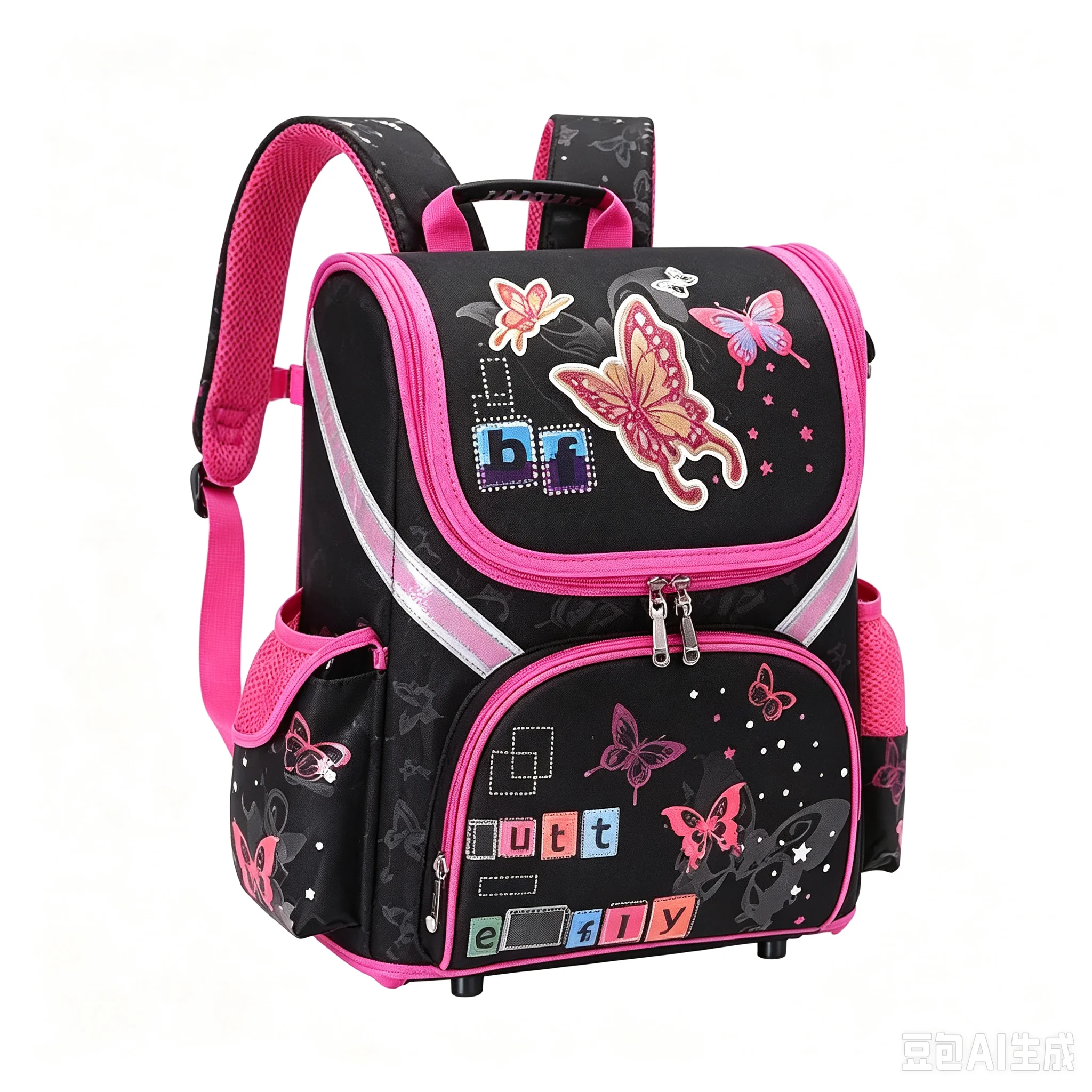 sac-d’ecole-a-motifs-de-papillons-pour-filles-sac-a-dos-noir-et-rose-pour-l’ecole-primaire-avec-de-nombreux-compartiments-sac-a-livres-leger-et-mignon