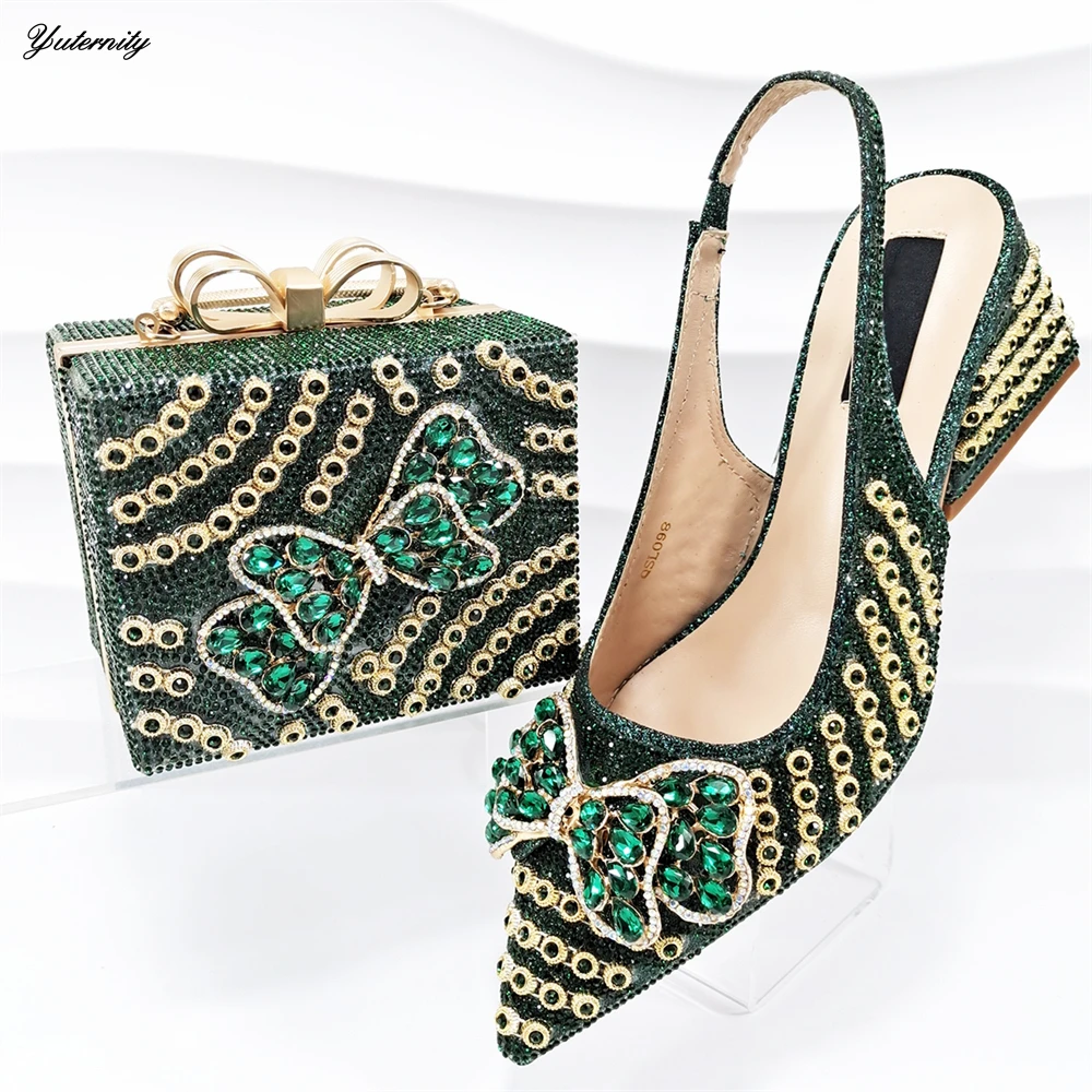

African Style Women High Heels Shoes And Bag Set Summer Nigerian Party Shoes And Bag Matching Set For Wedding Dress