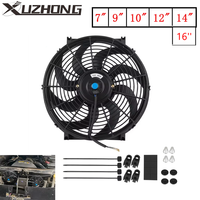 Universal 7/9/10/12/14/16 Inch 12V 80W 2100RPM Car Air Conditioning Cooling Fan Blade Cool Mounting Kit