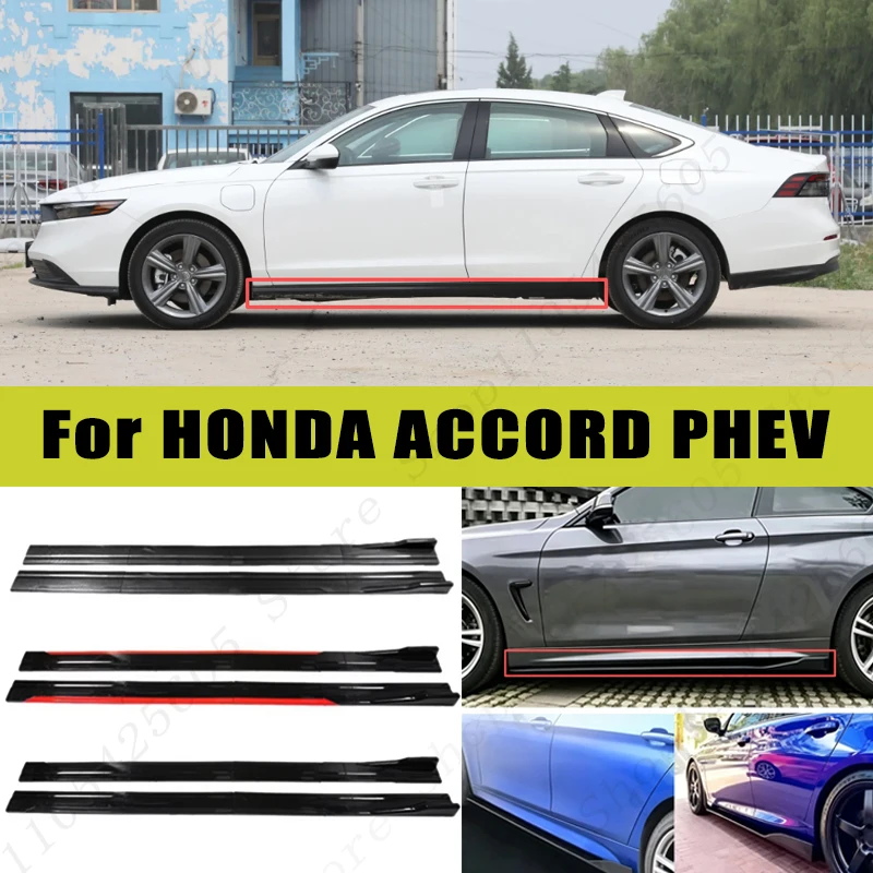 For HONDA ACCORD PHEV Racing Sport Side Skirts 2.0/2.2M 86.6" ABS Splitters Extended Lip Body Kit Bumper Modified Parts 8Pcs