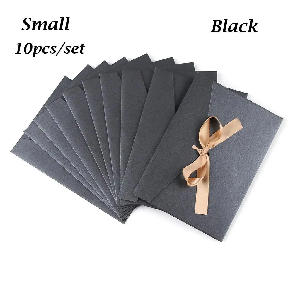 

10 Pcs/ Set Stationery Retro Bow Multicolor Ribbon Mailer Envelope Greeting Card Bags Pearlescent Paper Envelop