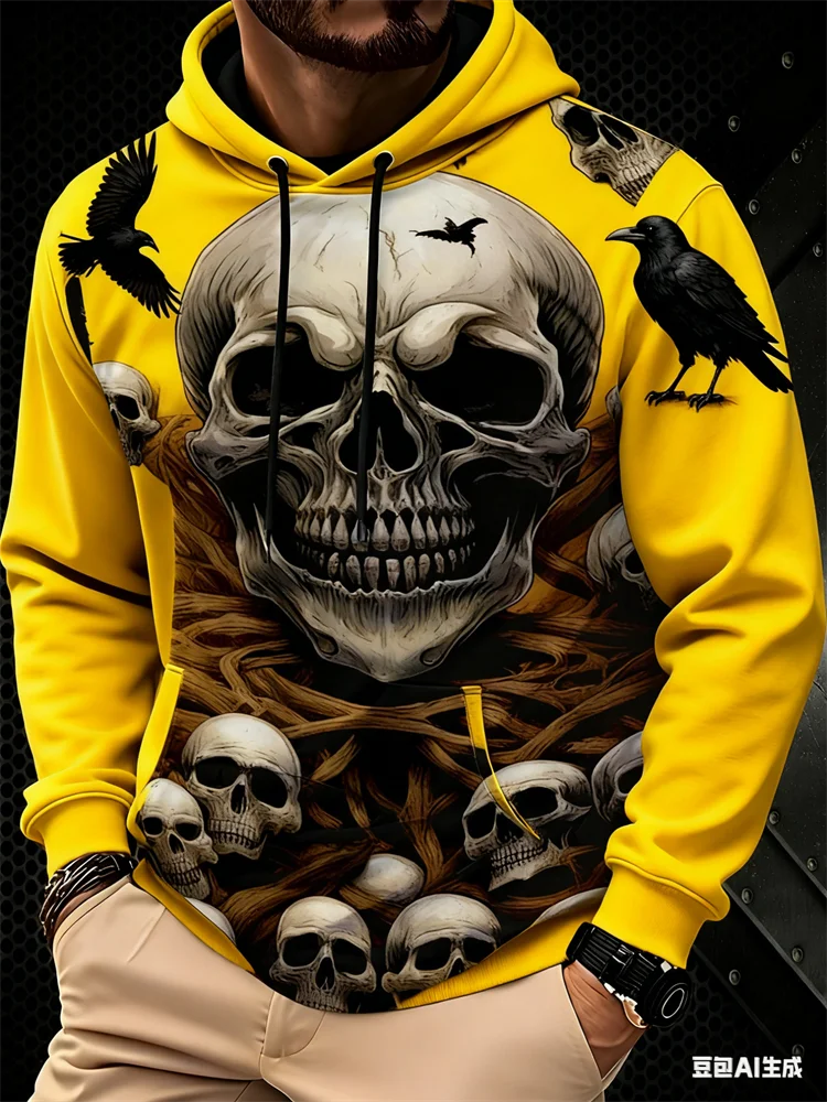 

Terrifying 3D Skull Pattern Men's Hoodies Hip Hop Trend Harajuku Y2k Sweatshirts Autumn Winter Casual Pullover Fashion Loose Top