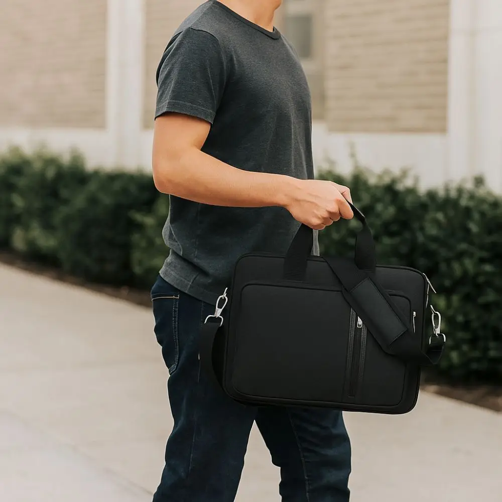 Double-walled Computer Bag Crossbody Design Shockproof Business Notebook Bag Handheld Waterproof Public Document Backpack Office