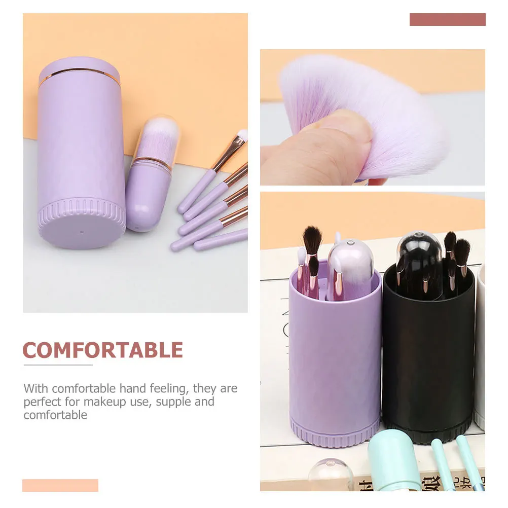 1 conjunto de pincéis de maquiagem com cabo de madeira, cerdas de fibra para rosto, blush em pó, ferramentas portáteis de viagem, fornecimento de beleza feminino