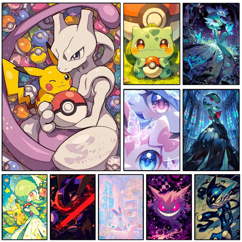 1PC  Pokemon Master Trainer Anime Poster HD Canvas Wall Art Waterproof Print Painting Bedroom Living Room Home Decor Gift Dec