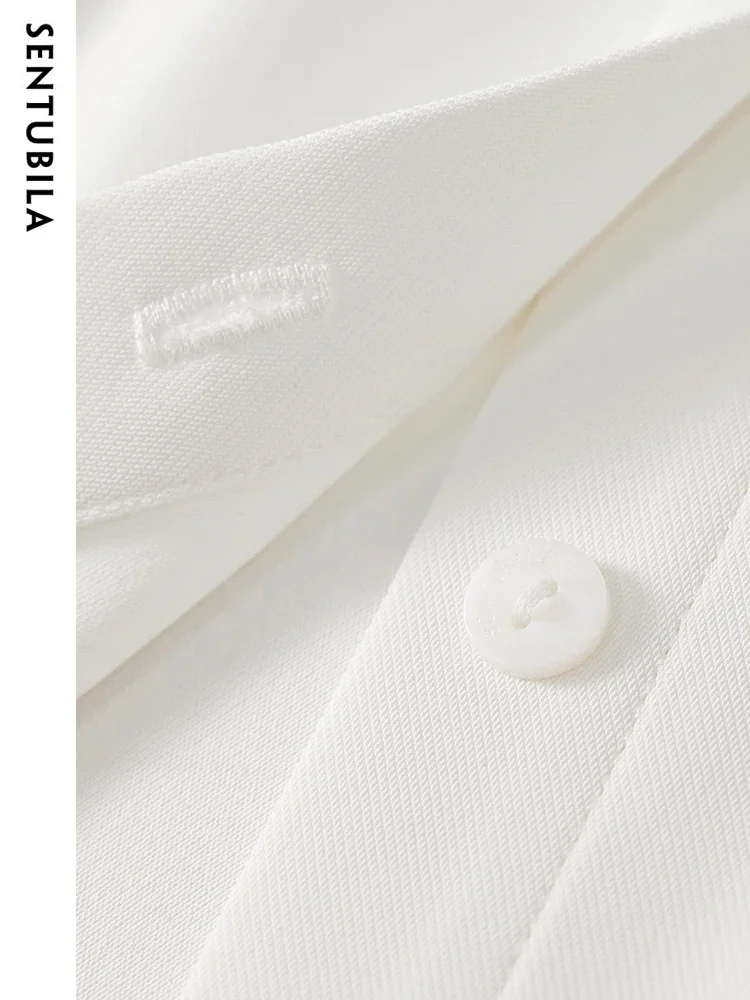 SENTUBILA White Shirt Women 2025 Spring Office Ladies Fashion Flared Long Sleeve Button Up Shirts & Blouses Womens Top 133C50498