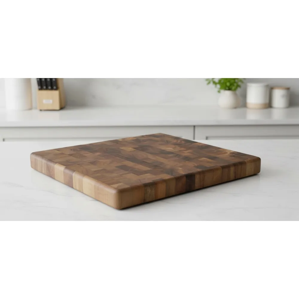 

Premium Acacia Wood End Grain Cutting Board 14" Square - Chef's Choice for Kitchen Prep & Serving