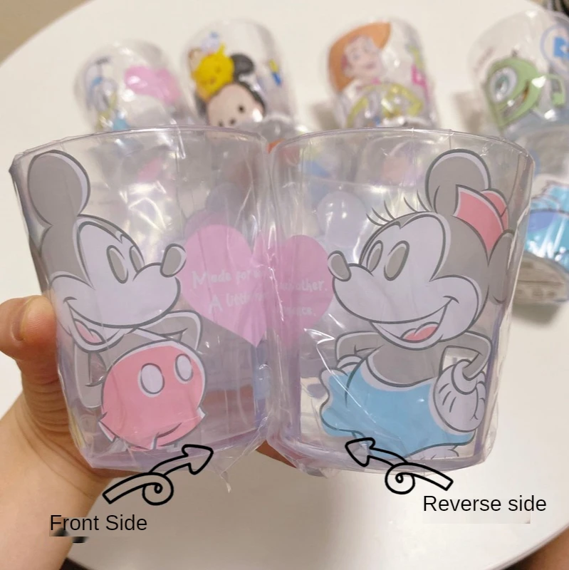 Disney Kids Cups Minnie Mickey Mouse Cup Mermaid Princess Transparent Plastic Milk Cup McQueen Cute Cartoon Toothbrushing Cup