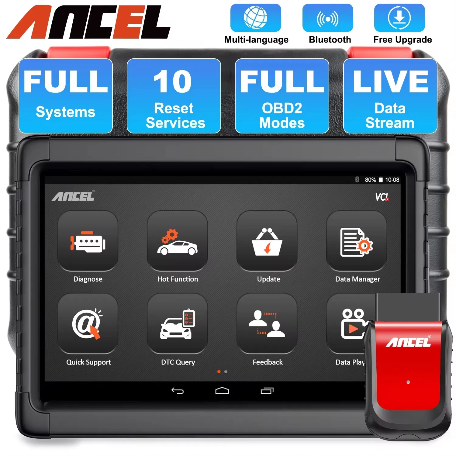 ANCEL X6 Bluetooth OBD2 Car Scanner All System Diagnostic IMMO ABS SRS Oil EPB BMS SAS TPMS DPF. Reset OBD 2 Car Repair Tools