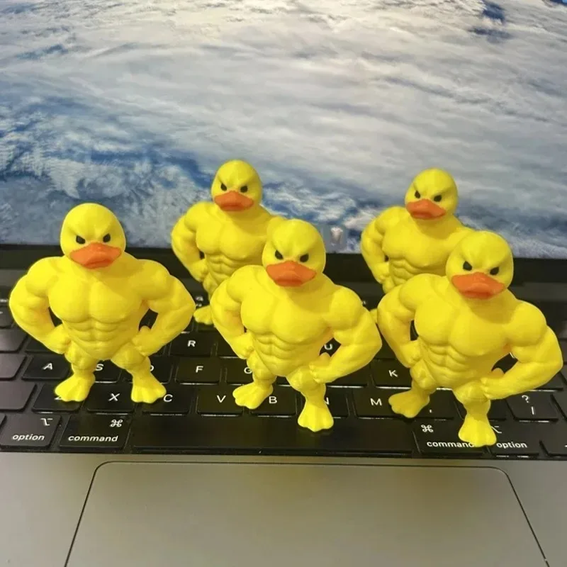 3D Funny Muscles Duck Fun Birthday Gift Office Living Room Decoration Ornament 3D Printed Crafts Angry Duck Gift