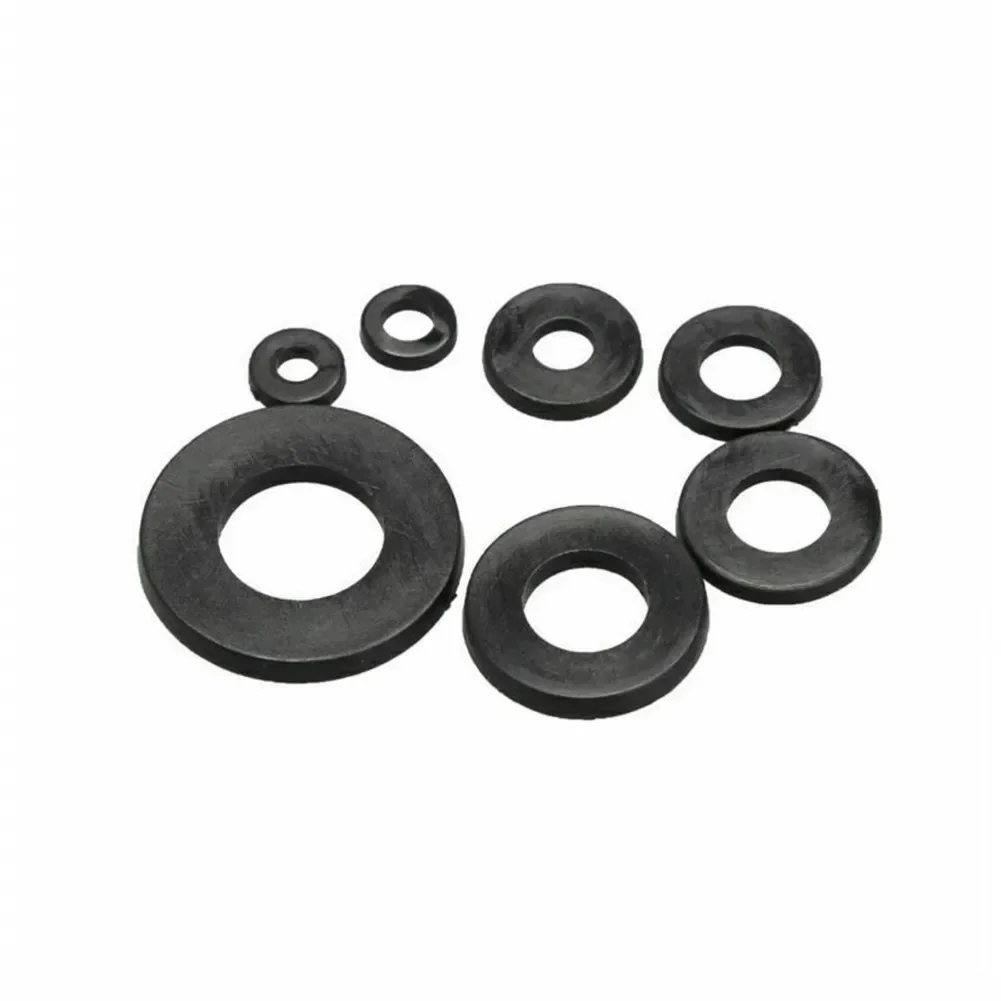 250Pc Nylon WASHERS SET Black Plumbing Seal Buffer Packer Tap Bath Sink O Ring Shim Plain Gasket Seals Gasket Ring