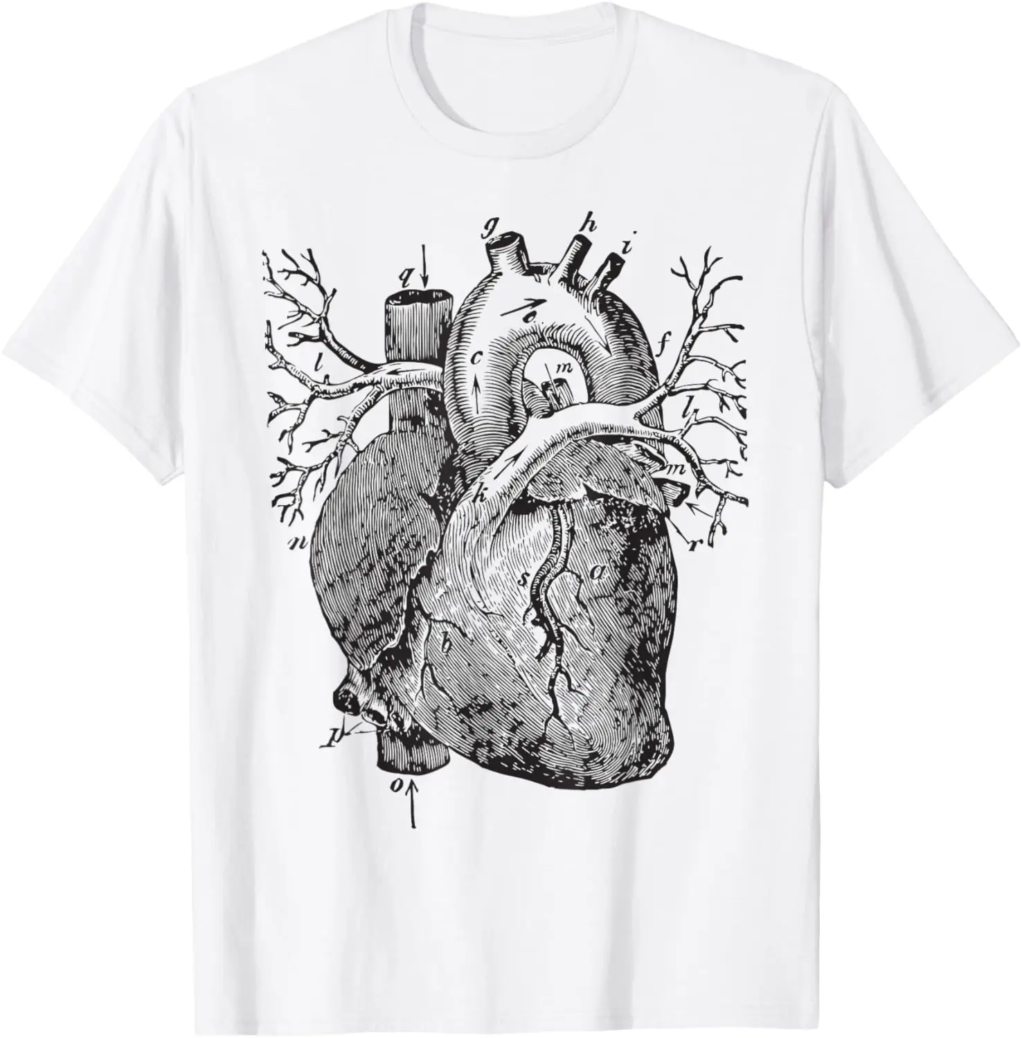 

Vintage Human Heart Anatomy Diagram T-Shirt Men's Graphic Tee Soft Breathable Cotton Short Sleeve