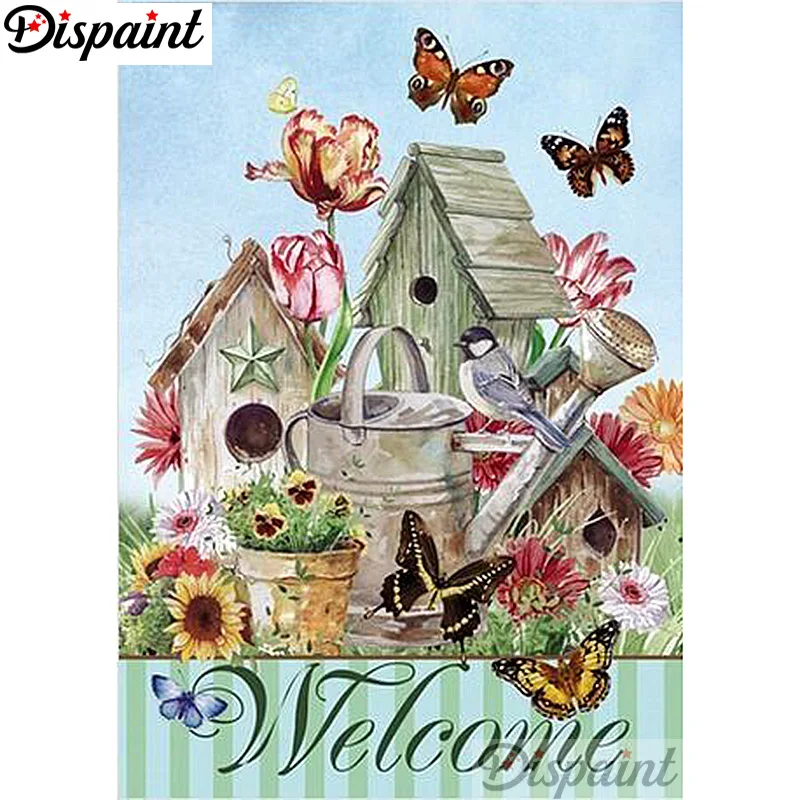 

Dispaint 5D Diamond Painting Full Drill Diamond Embroidery "Flower butterfly" Picture Of Rhinestone Handmade Home Decor A12878