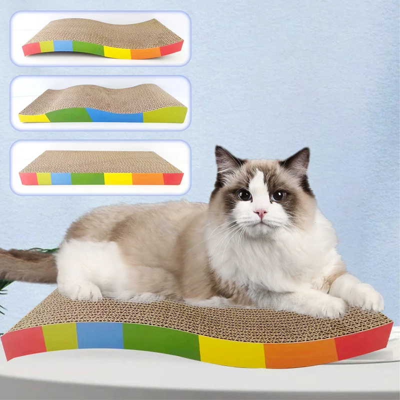 Cat Scratching Board Mat Scraper Durable Grind Claw Paw Toys Rainbow Cat Scratcher For Cats Training Grinding Cat Scratch Board