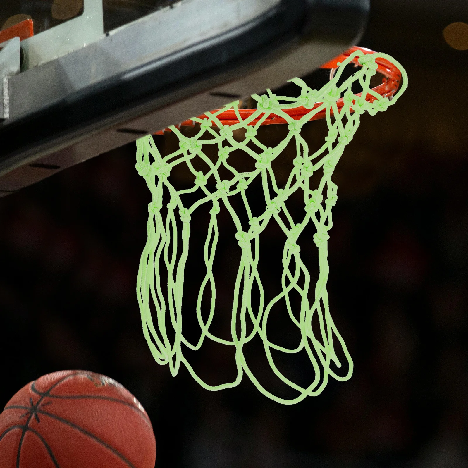 Durable Heavy Duty Basketball Net Solar Powered Glowing Nylon Night Visibility Standard Weather Resistant Light Green