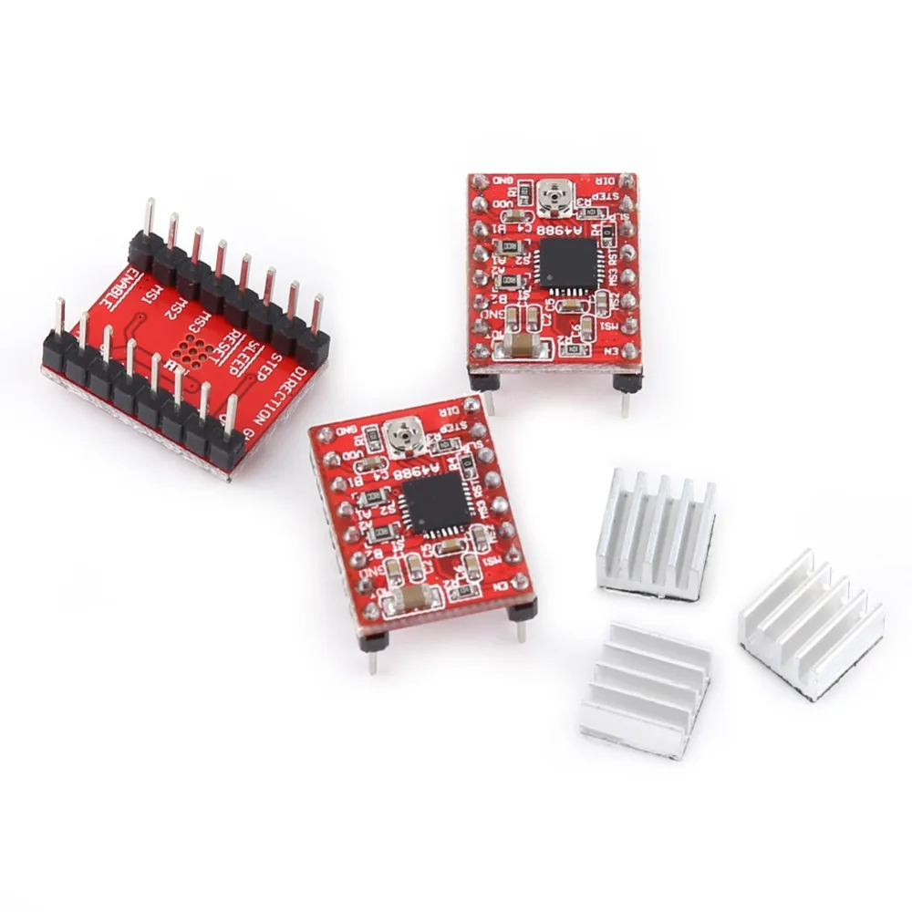 Unidad A4988, máquina de grabado CNC, placa Nano 3,0 con Cable USB, placa de expansión CNC, controladores paso a paso, disipadores de calor, Kit de impresora 3D