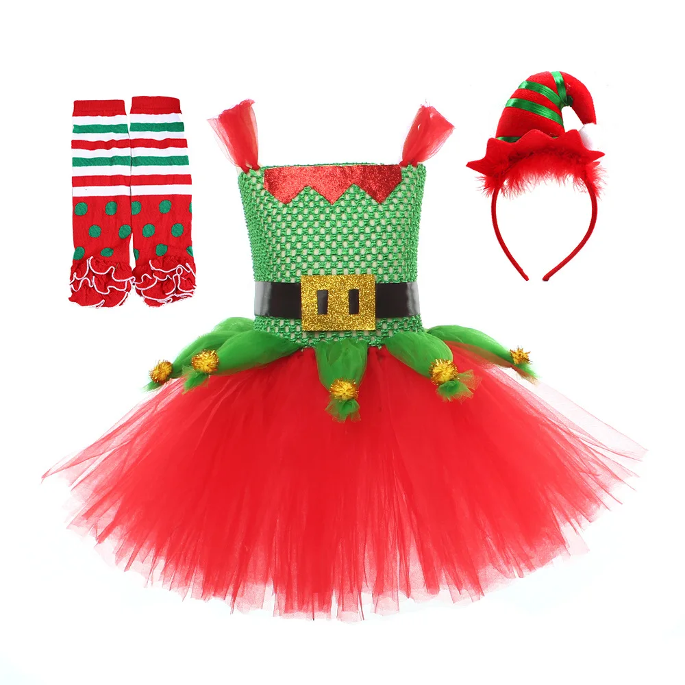 2023 Girls Christmas Santa Claus Costume Kids Cosplay Dresses Children Dress Up Clothes Carnival Party Clothes