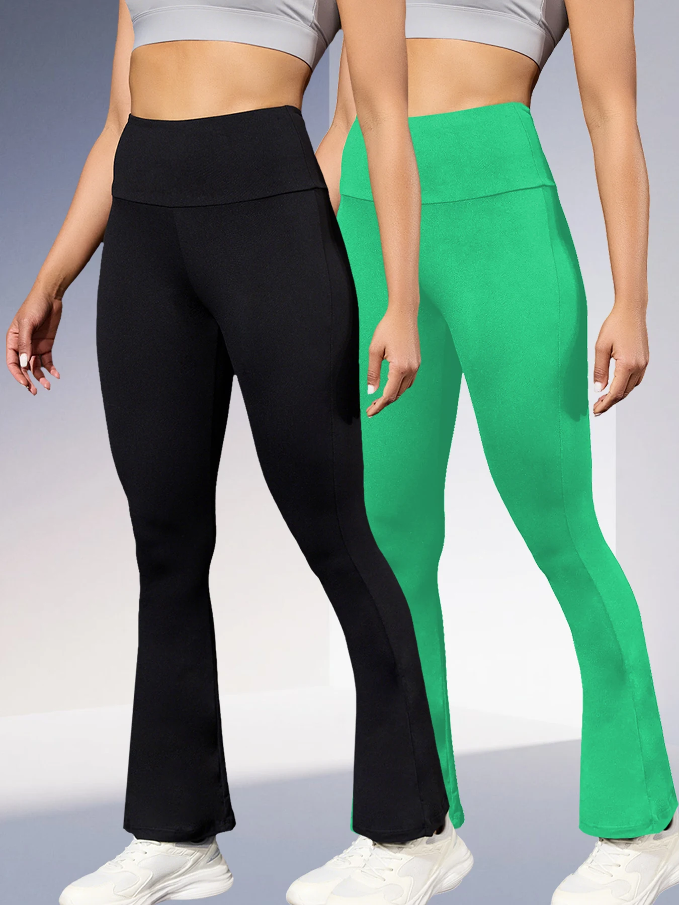 

2 Pack Women's Super Soft Flare Pants High Waisted Tummy Control Workout Yoga Push Up Gym Fitness Long Leggings Bell Bottoms