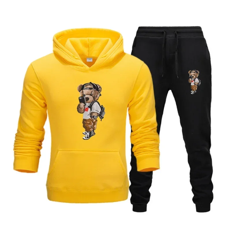 

2025 Otoño/Invierno marca hombres y mujeres sudadera estampada de dibujos animados, sudadera, chaqueta con capucha + pantalones