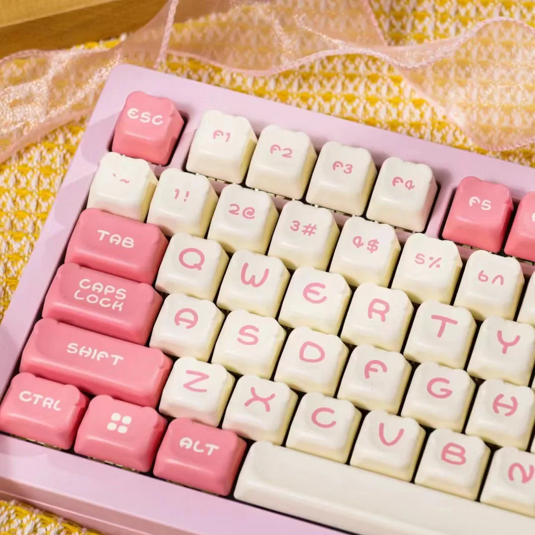 

Double Shot PBT 122 Keys Keycaps OEM Profile Cute Bear Pink Keycaps for Gateron Cherry MX Switches Mechanical Gamer Keyboard