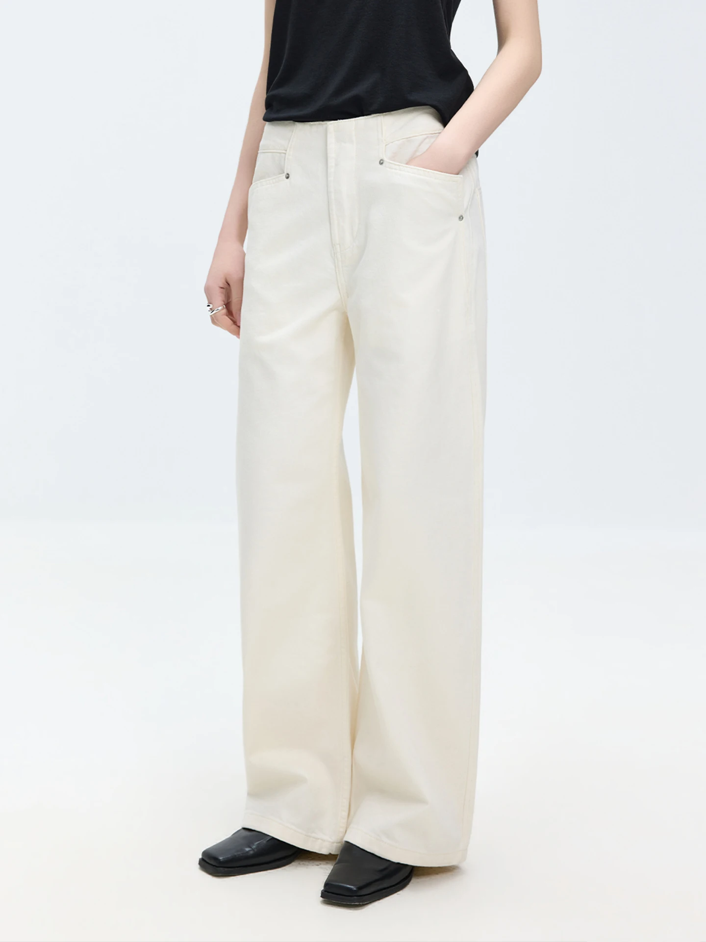 

Джинсы женские прямые с высокой талией, широкими штанинами, классические, однотонные, из денима, весенние, новые, повседневные, хлопковые, комфортные