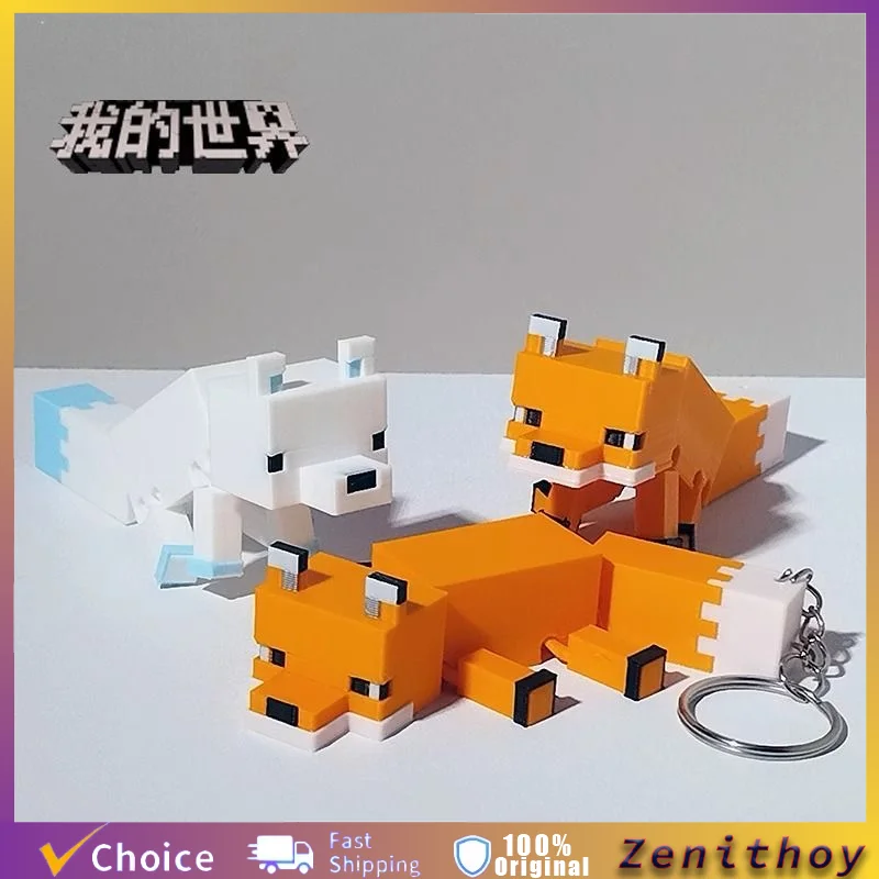 Mineworld Fox عمل نموذج ثلاثية الأبعاد مطبوعة أجنحة متحركة سطح المكتب الديكور MC ألعاب محيط كتلة نمط لغز لعبة نموذج الهدايا