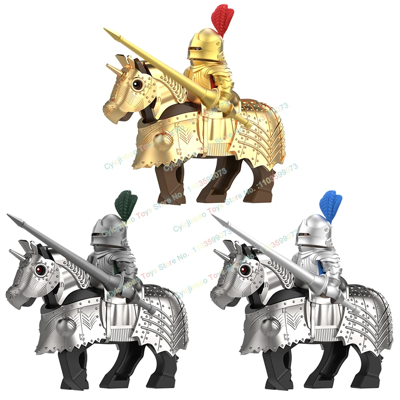 

DY331-333 Золото Серебро ilron Рыцари Броня Warhorse Средневековые Тяжелые Броня Рыцари Фигурки Строительные Блоки Игрушка для Детей Подарок