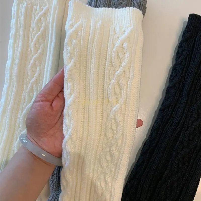 31BF Knitted Fingerless Gloves Wrist Warmer Sleeve Elastic Sleeve for 2000s Girls