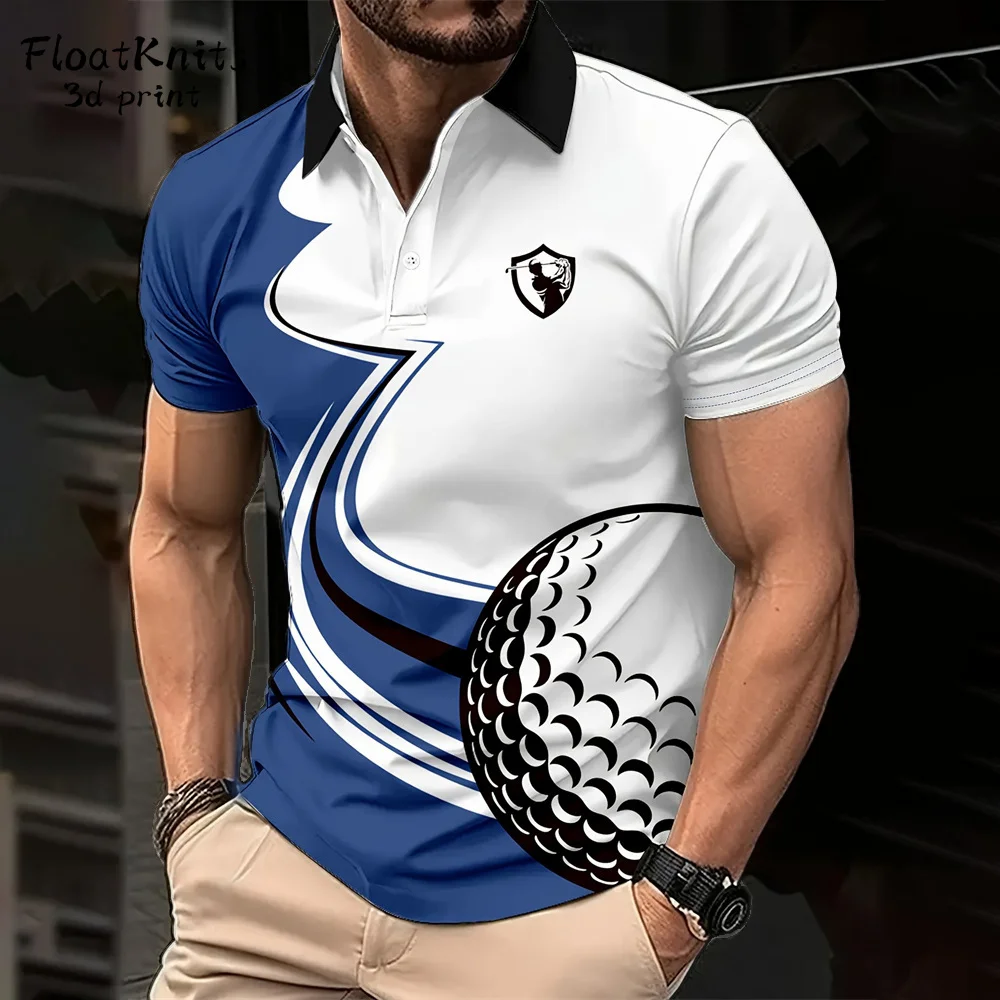 

3D Printed Colorful Striped Polo Shirt For Men Geometric Color Block Pattern Men's Clothes Shirt Casual Lapel Short Sleeve Tops