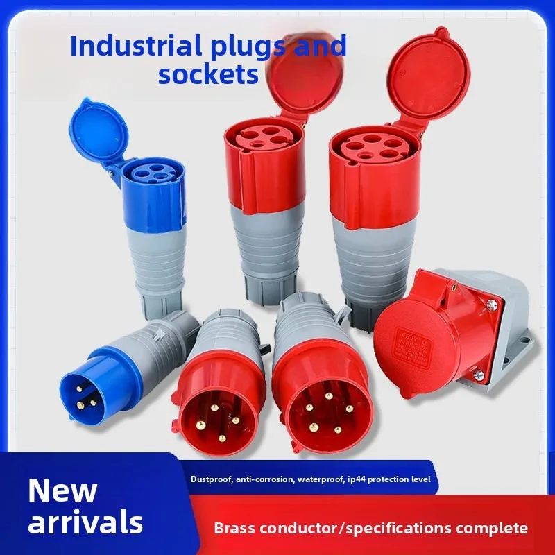 Waterproof Aviation Plug Industrial Socket Connector 3-Pin/4-Wire/5-Hole 16A/32A Non-Explosion-Proof Male-Female Docking