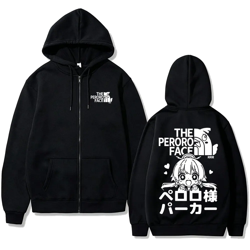 Blue Anime Archive Azusa Hifumi The Peroro Face Funny Graphic Zipper Hoodie Men Women Streetwear Unisex Manga Cosplay Clothes