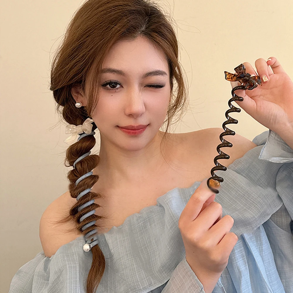 Bow Knot Telephone Line Hair Loop Spiral Coil Rubber Phone Line Hair Loop High Elastic Elastic Bands Bubble Braid Headband Woman