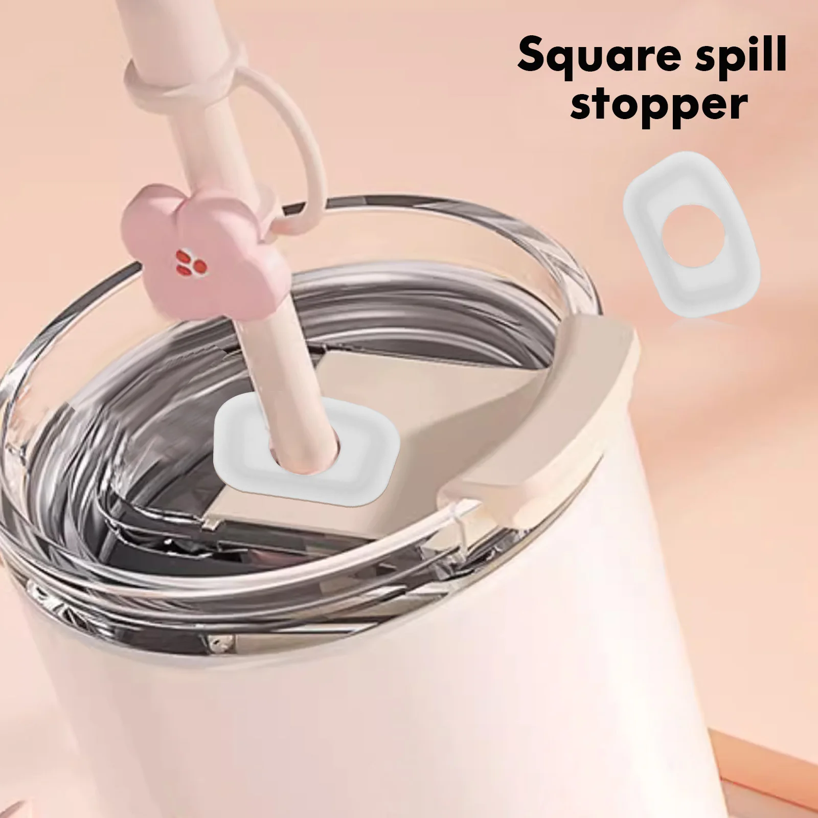 

12Pcs Silicone Spill Proof Stopper Set Square Round Straw Cover Cap Straw Cleaning Brush Compatible Cup Leakproof