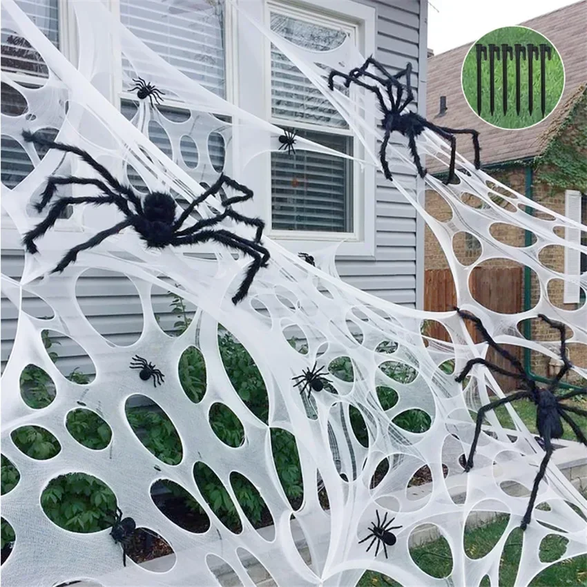 

1-3PCS Horror Stretchable Fabric Spider Web Cobweb Halloween Decoration for Home Haunted House Party Outdoor Props