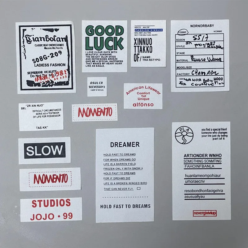 

New Fashion White Screen-Printed Alphabet Patch Label - DIY Washable Clothing Embellishment & Fabric Label for Garments