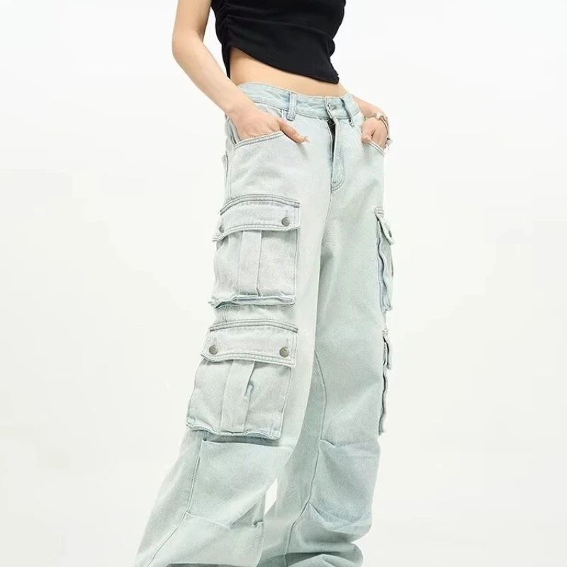 

Jeans Men's Niche Retro Blue Wide-leg Work Pants Teenager European and American Pants Trendy Top Short Y2k Clothes Chrome Darts