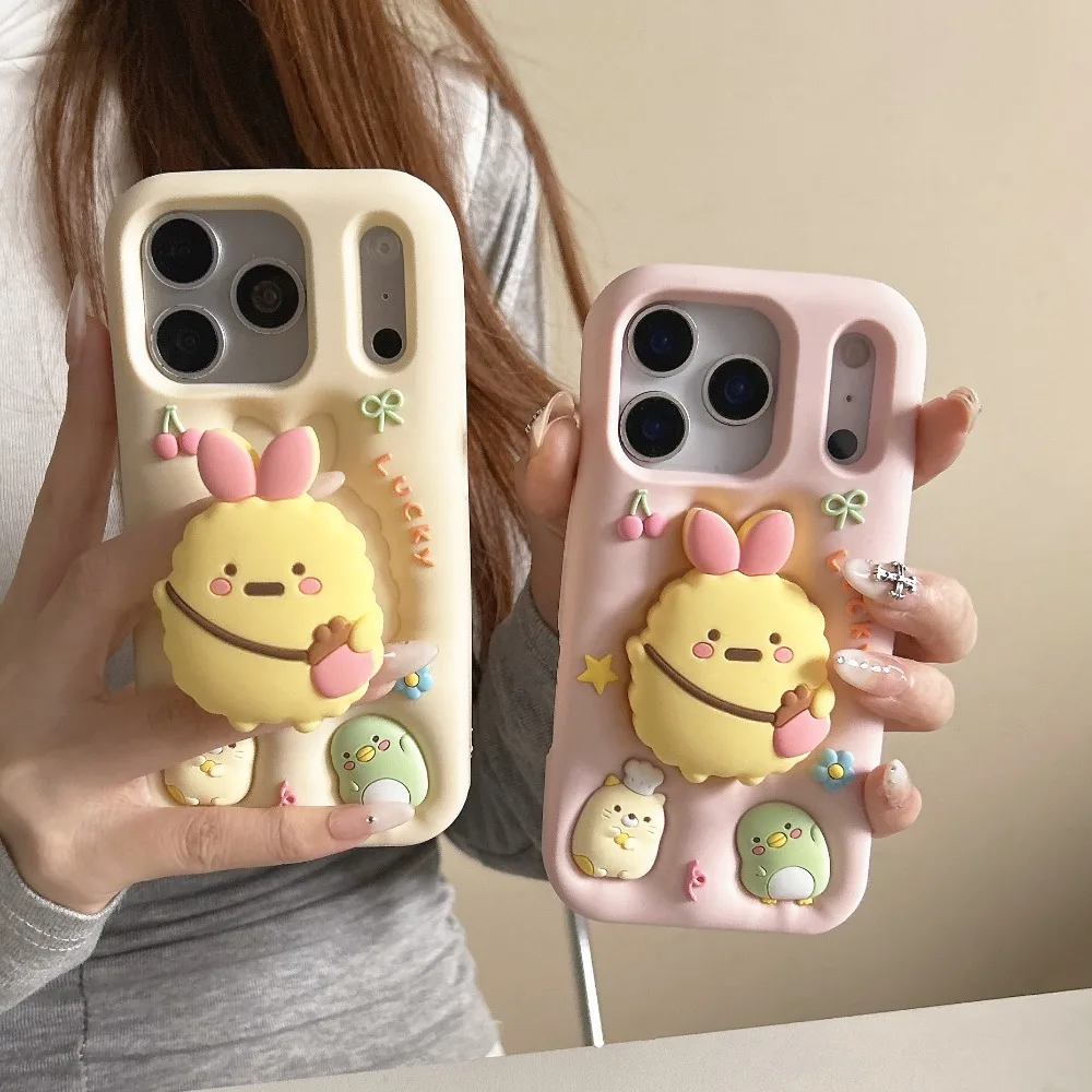 Für iPhone 17 16 15 14 13 12 Pro Max 16 15 14 Plus 3D-Muster Weiche Silikon-Handyhülle Mit Ständer Stoßfeste Schutzhülle