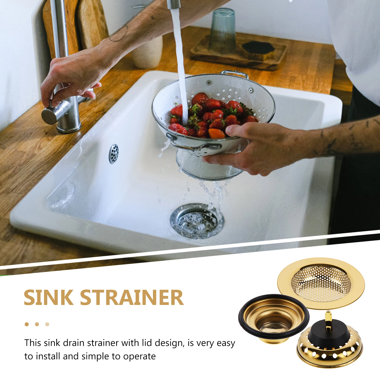 1 مجموعة مصفاة حوض المعادن المطاط المطبخ بالوعة سدادة غطاء سلة المرشح مكافحة انسداد تجاوز حماية سهلة التركيب #3