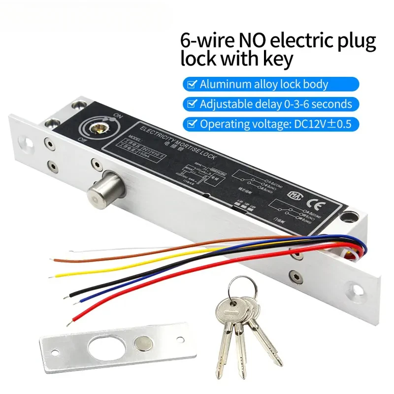 

DC 12V Fail Secure Электрический замок с засовом, цилиндрический замок с ключом, контактный выход двери для домашней системы контроля доступа
