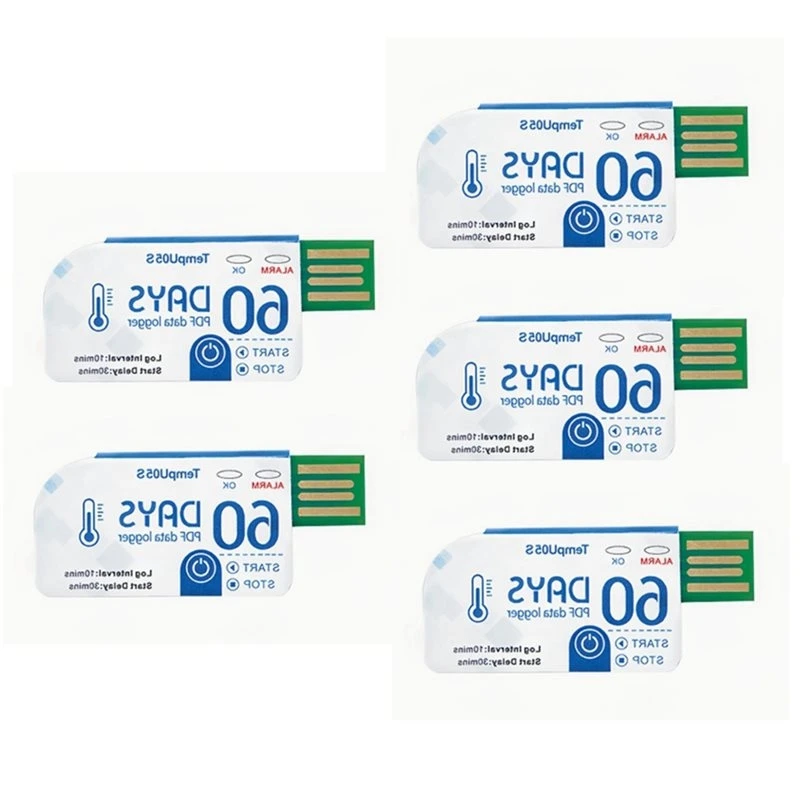 2026 New USB Temperature Data Logger 5 Pieces Tempu05s 60-Day Single-Use Analyzer PDF Reports