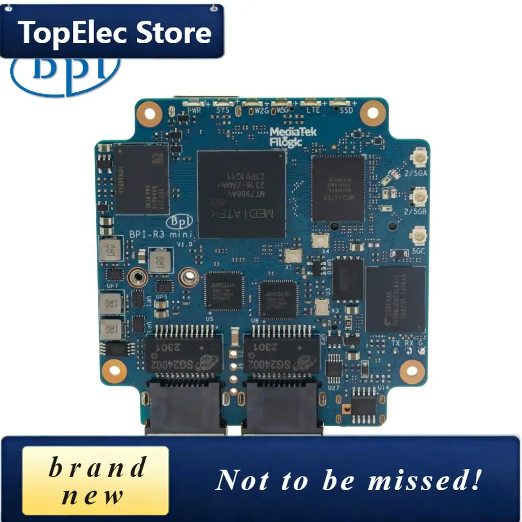TopElec Banana Pi BPI-R3 Mini Router Board MediaTek MT7986 ARM A53 2G DDR 8G eMMC Support WiFi 6 and 2 x 2.5GbE Port Open Source