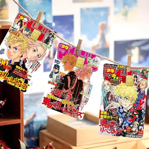 Japón Anime Tokyo Revengers Poker pegatina película cinta piel para tarjeta de crédito tarjeta de débito dibujos animados pegatinas impermeables Chip pequeño