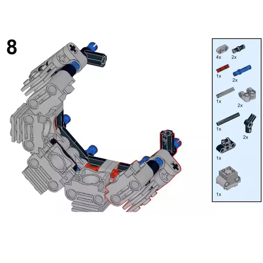 MOC Tech V8 Star Aircraft Engine Mechanical Electric Model 8 Cylinders L Motor 8883 AA Battery Box 8881 Power Up Building Blocks