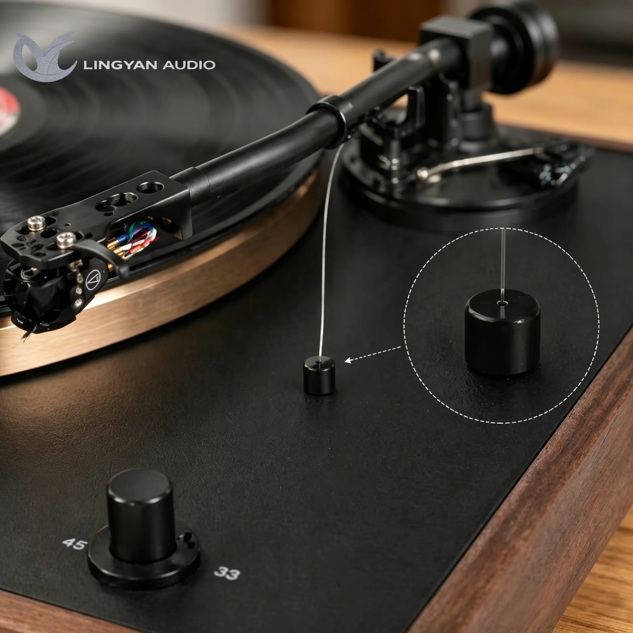 Peso de latón chapado en negro para Pro-Ject Rega Thorens SME Lenco, pieza antideslizante de 3,5 g con hilo de pesca para uso diario en tocadiscos