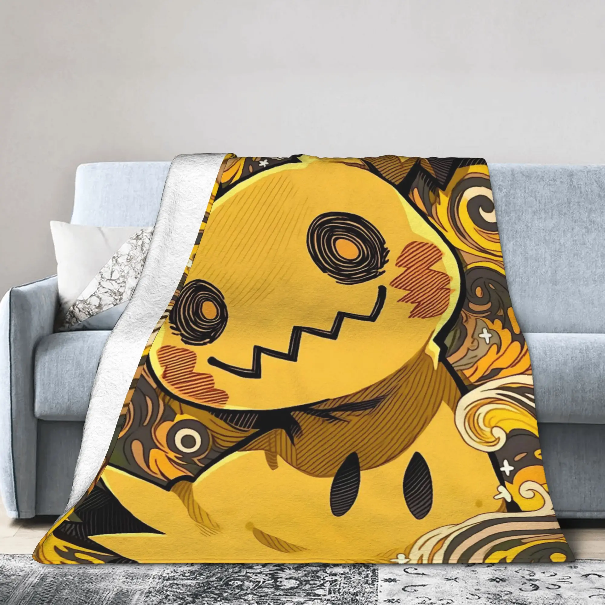 Mimikyus Cute Blanket Cover Poke-Mon Cartoon  Plush Throw Blanket Summer Air Conditioning Decoration Ultra-Soft Warm Bedsprea